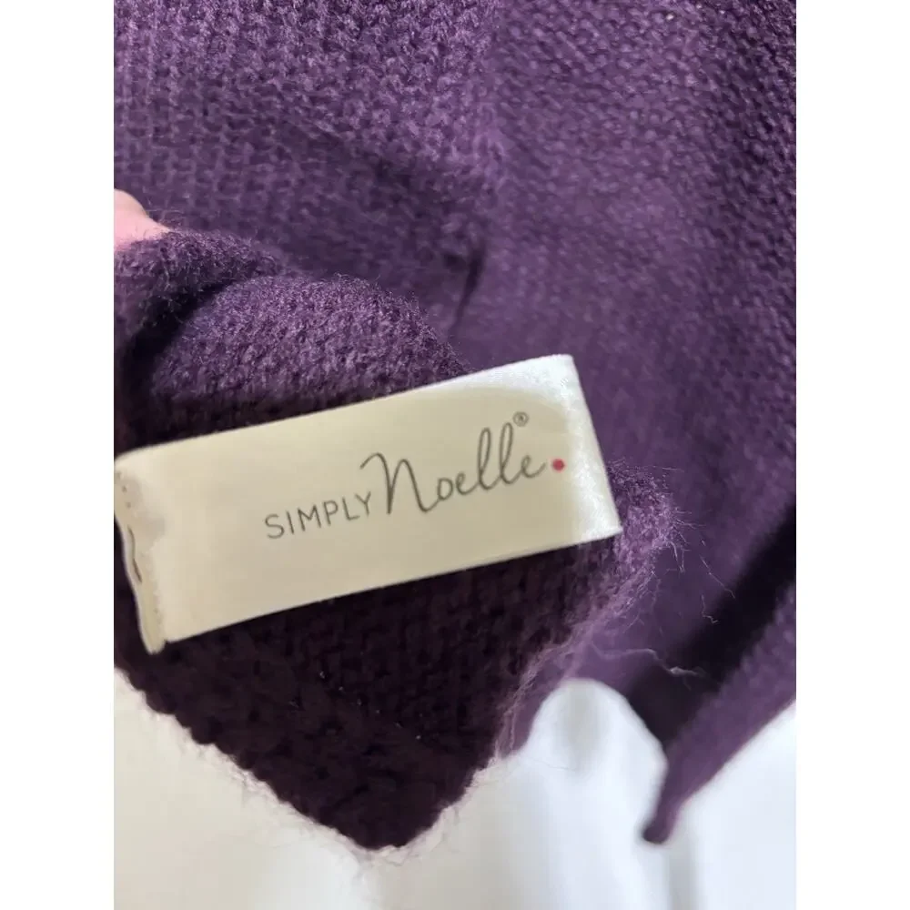 Plum Knit Button Wrap Scarf Shawl One Size Cozy Textured Knit Purple